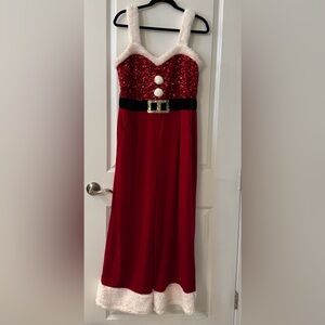 #2043 - Love on a Hanger Velvet Santa Jumpsuit Sequins Red Black White